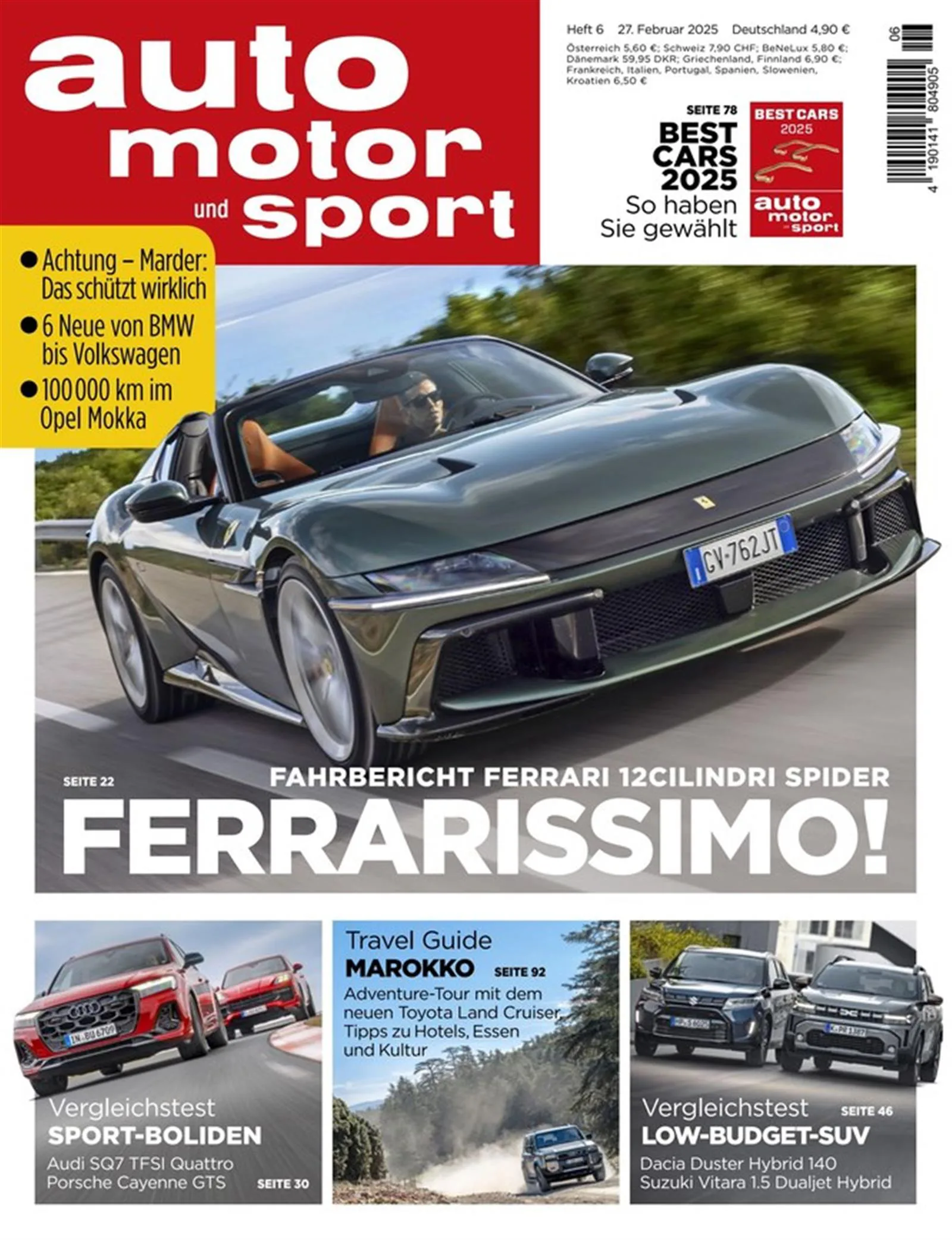 Zu sehen ist das Cover des Magazins auto motor und sport. Ausgabe 06/2025.
