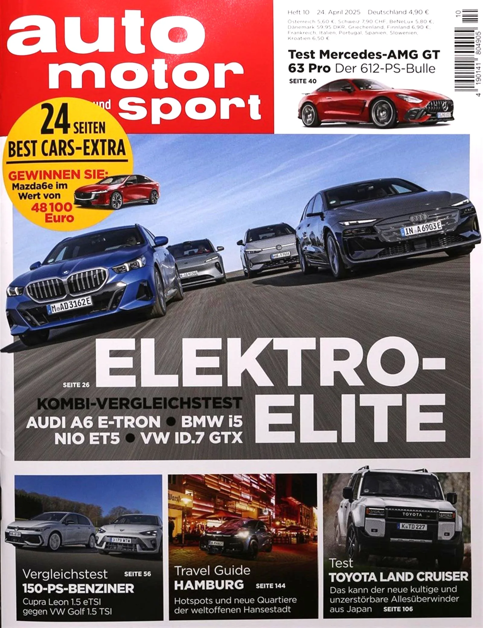Zu sehen ist das Cover des Magazins auto motor und sport. Ausgabe 10/2025.