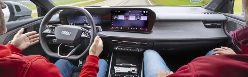 Bewertung eines Spurführungsassistenten im Audi Q3 während eines ADAS-Benchmarks mit objektiver Messtechnik von MdynamiX.