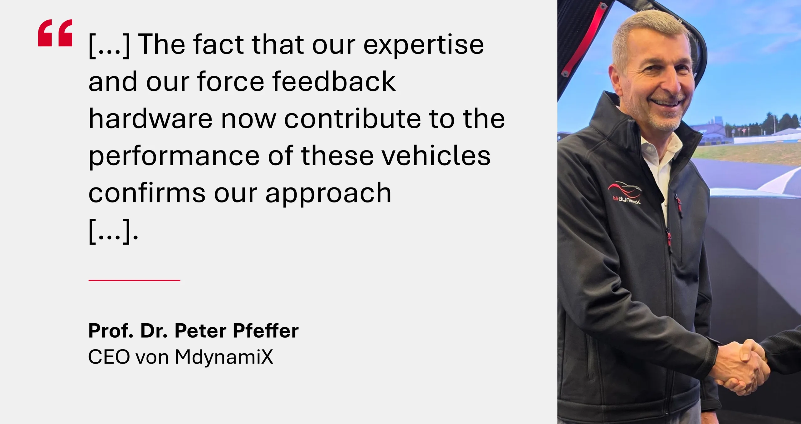 Peter Pfeffer CEO MdynamiX mit einem Zitat zur Partnerschaft mit BMW M Motorsport.