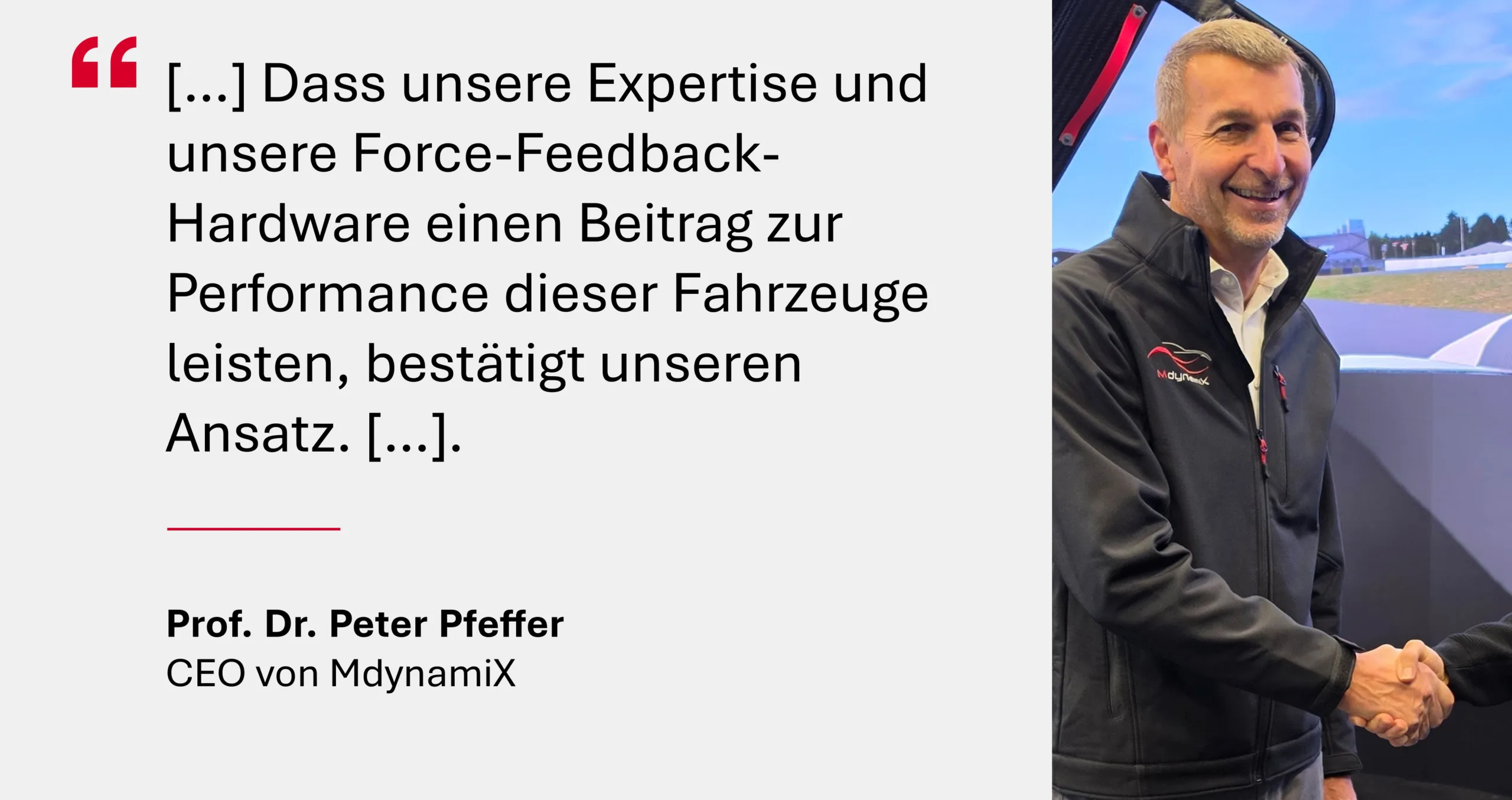 Peter Pfeffer CEO MdynamiX mit einem Zitat zur Partnerschaft mit BMW M Motorsport.
