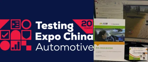 Automotive Testing Expo China 2026 featuring a MdynamiX presentation at the booth of Chinese sales partner Polelink in Shanghai.